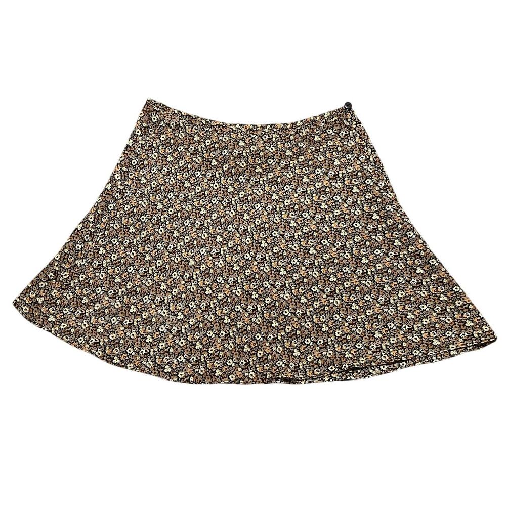 Express Floral Mini Skirt Brown Black A-Line Lined Women's Size L